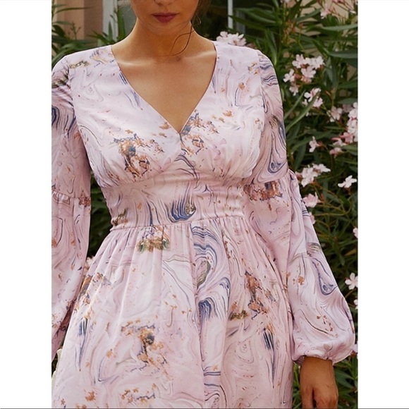 Miss Ord Printed Front V Neck Long Sleeve Maxi Dress. XL. NWT. - Picture 4 of 14